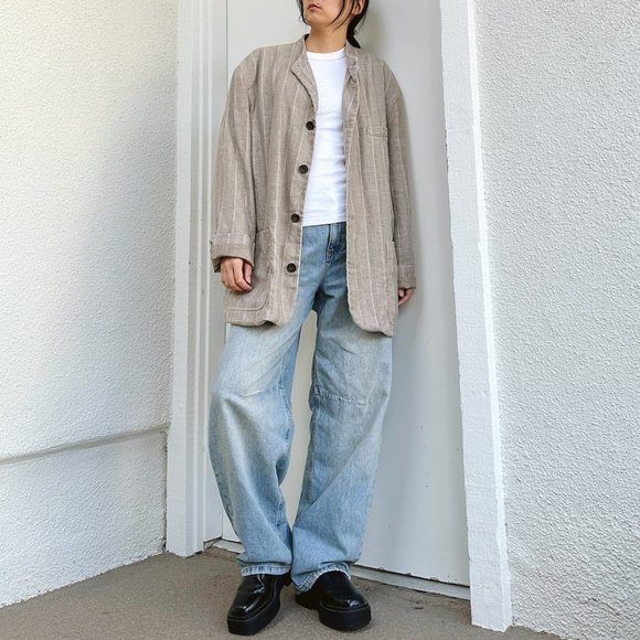 Men's Stand Collar Blazer Jacket - Picture 3 of 8